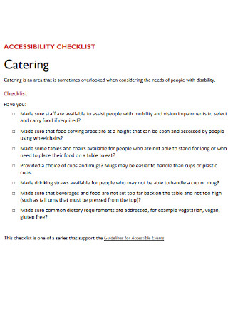 Catering Accessibility Checklist