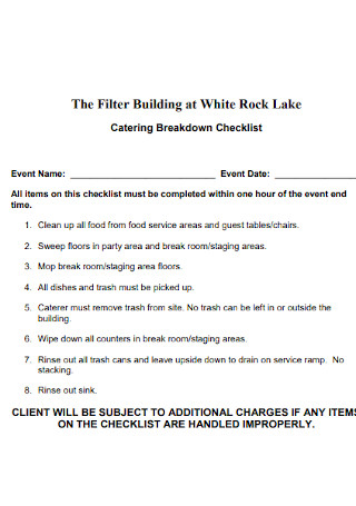 Catering Breakdown Checklist 