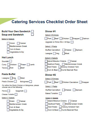 Catering Services Checklist