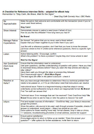 Checklist for Reference Interview Skills