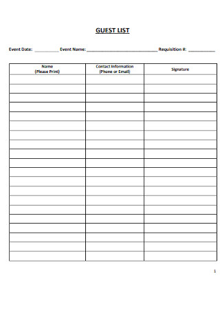 College Guest List Template
