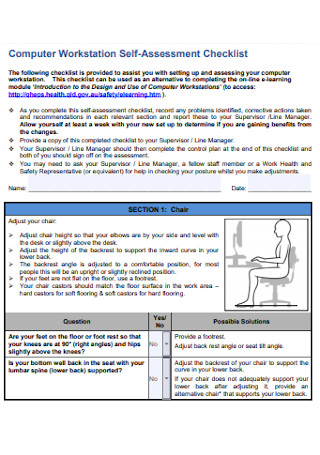 Computer Workstation Self Assessment Checklist 