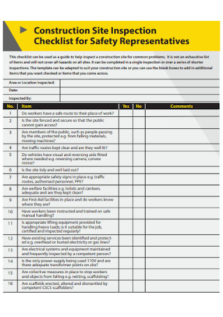 Construction Site Safety Inspection Checklist