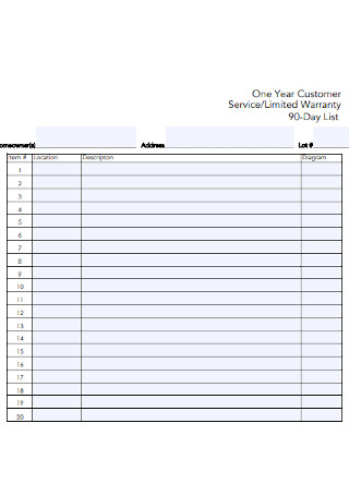 Customer Day List Template
