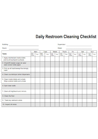 Daily Restroom Cleaning Checklist
