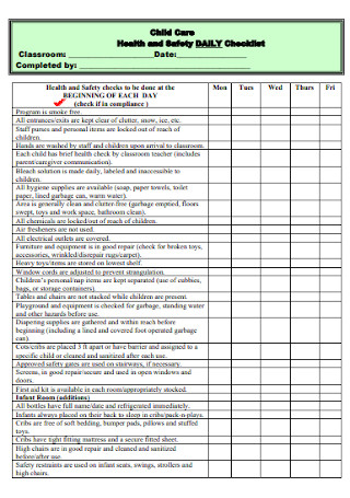Daily Safety Checklist Template