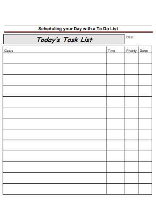Daily Scheduling To Do List