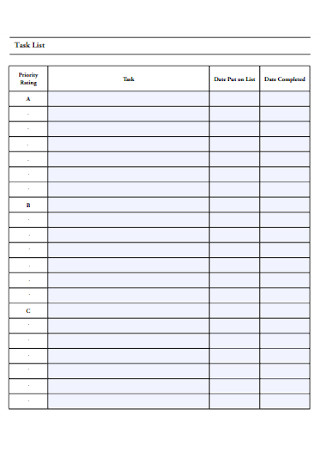 Daily Task List Format