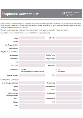 Employee Contact List Example
