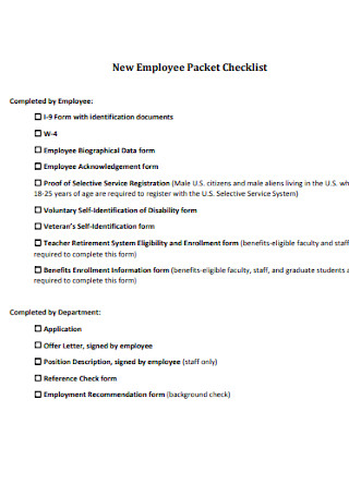 Employee Packet Checklist