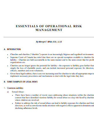 Essential of Operational Risk Management Checklist