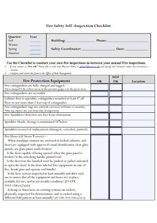 Fire Safety Self Inspection Checklist 