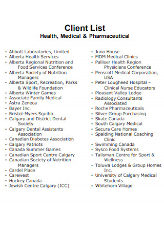 Health Client List