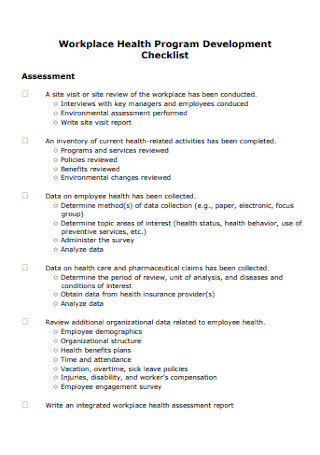 Health Program Development Checklist 