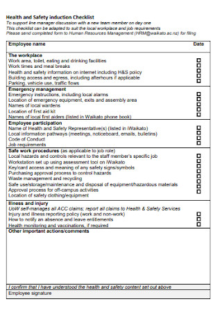 Health and Safety induction Checklist1