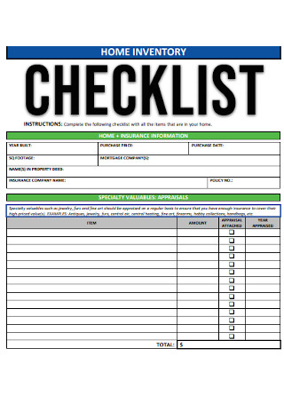 Home Broker Inventory Checklist