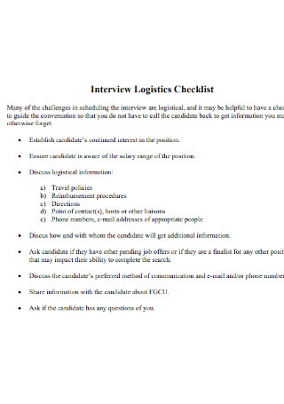 Interview Logistics Checklist 
