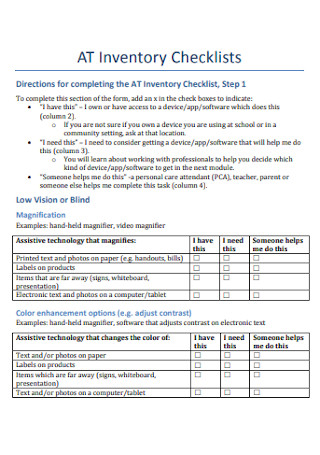 Inventory Checklist Format