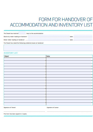 Inventory List Form Template