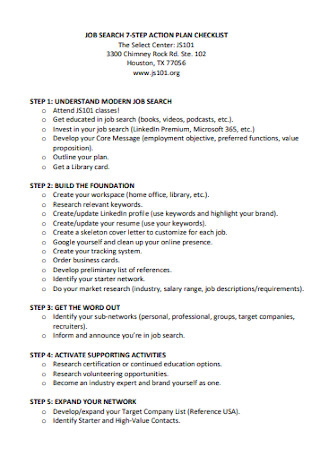 Job Action Plan Checklist