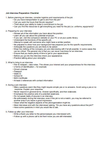 Job Interview Preparation Checklist