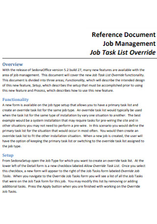 Job Management List Template