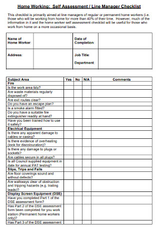 Line Manager Self Assessment Checklist