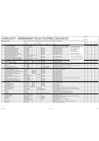 Minimum Field Testing Checklist