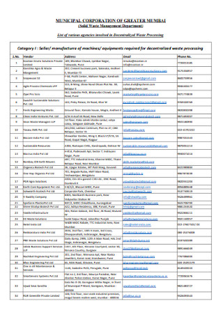 Muncipal Corporation Vendor List