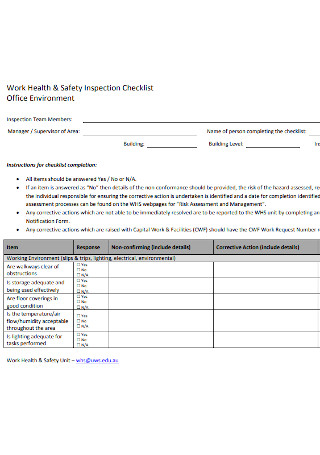 Office Environment Safety Inspection Checklist