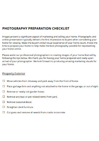 Photography Preparation Checklist Template