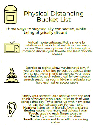 Physical Distancing Bucket List