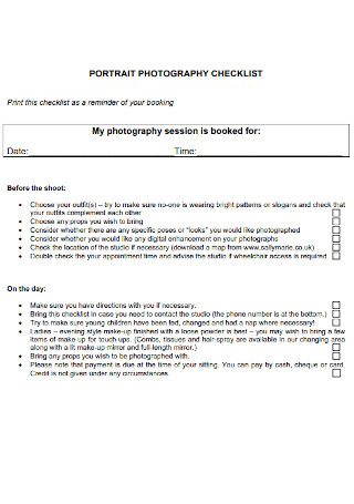 Portrait Photography Checklist