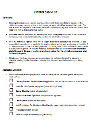 Printable Catering Checklist