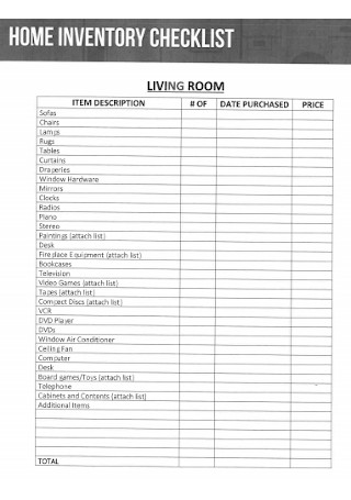 Printable Home Inventory Checklist