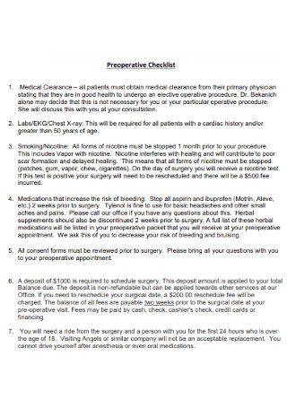 Printable Preoperative Checklist
