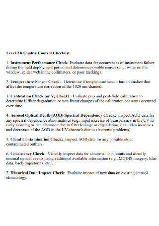 Quality Control Checklist Format