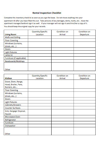 Rental Inspection Checklist
