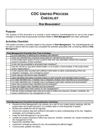 Risk Management Process Checklist