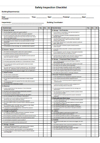 Safety Inspection Checklist Format