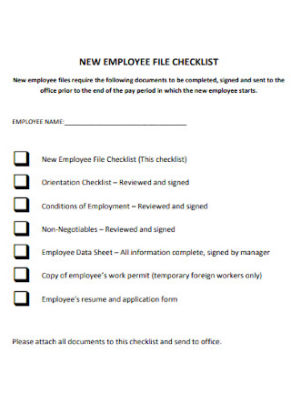 Sample Employee File Checklist
