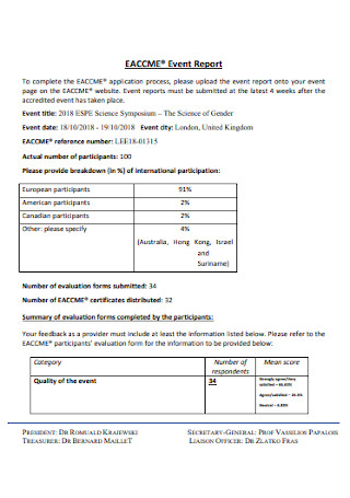 Sample Event Report Template