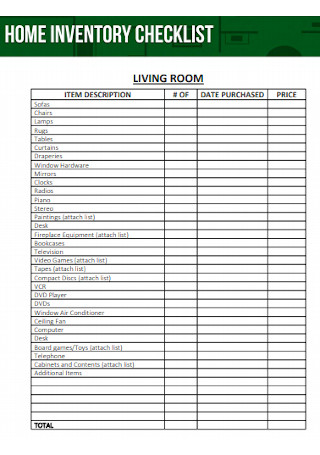 Sample Home Iinventory Checklist