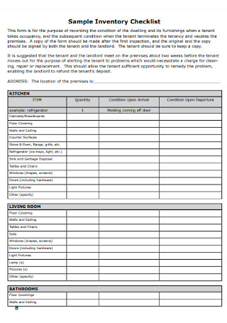 Sample Inventory Checklist