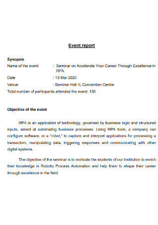 School Event Report Template