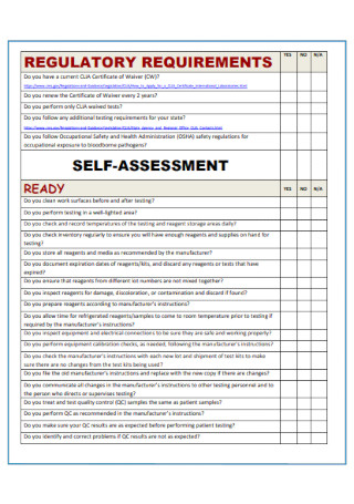 Self Assessment for Testing Template