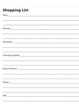 Shopping List Format