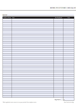 Simple Home Inventory Checklist