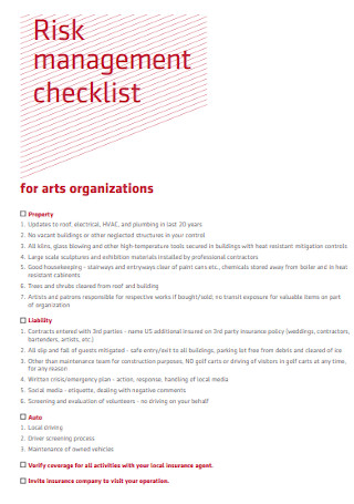 Simple Risk Management Checklist