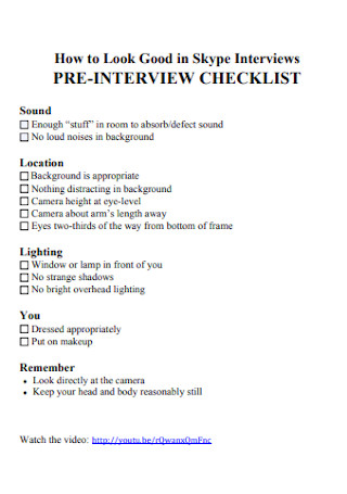 Skype Interviews Checklist Template